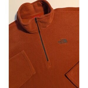 The North Face Mens XL TKA 100 Glacier 1/4 Zip Fleece Pullover Burnt Orange Rust